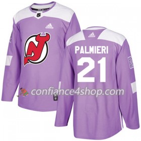 Adidas Maillot de Hockey New Jersey Devils Kyle Palmieri 21 2017-2018 Violet Fights Cancer Practice Authentic - Homme